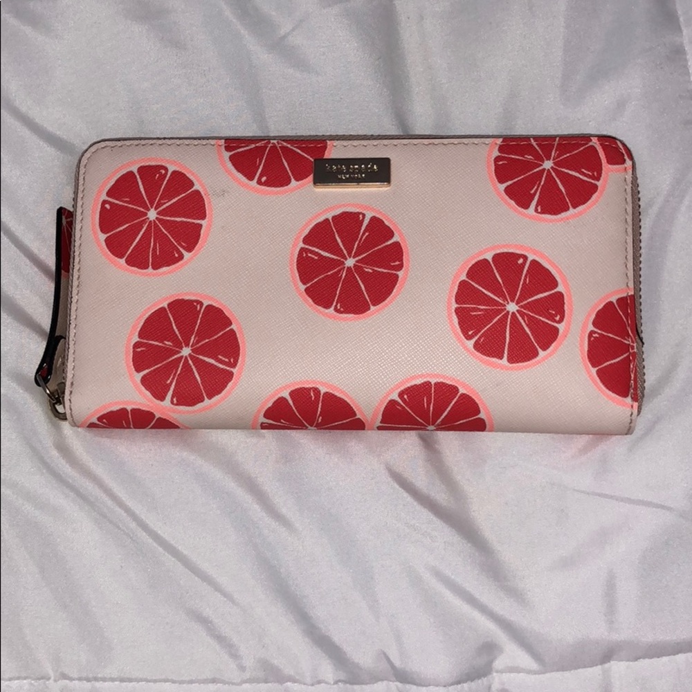 KATE SPADE grapefruit wallet (baby pink interior)